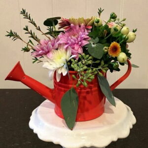 PP017 Posy Red Watering Can Arrangement