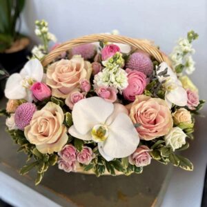 Orchids and Roses Floral Basket